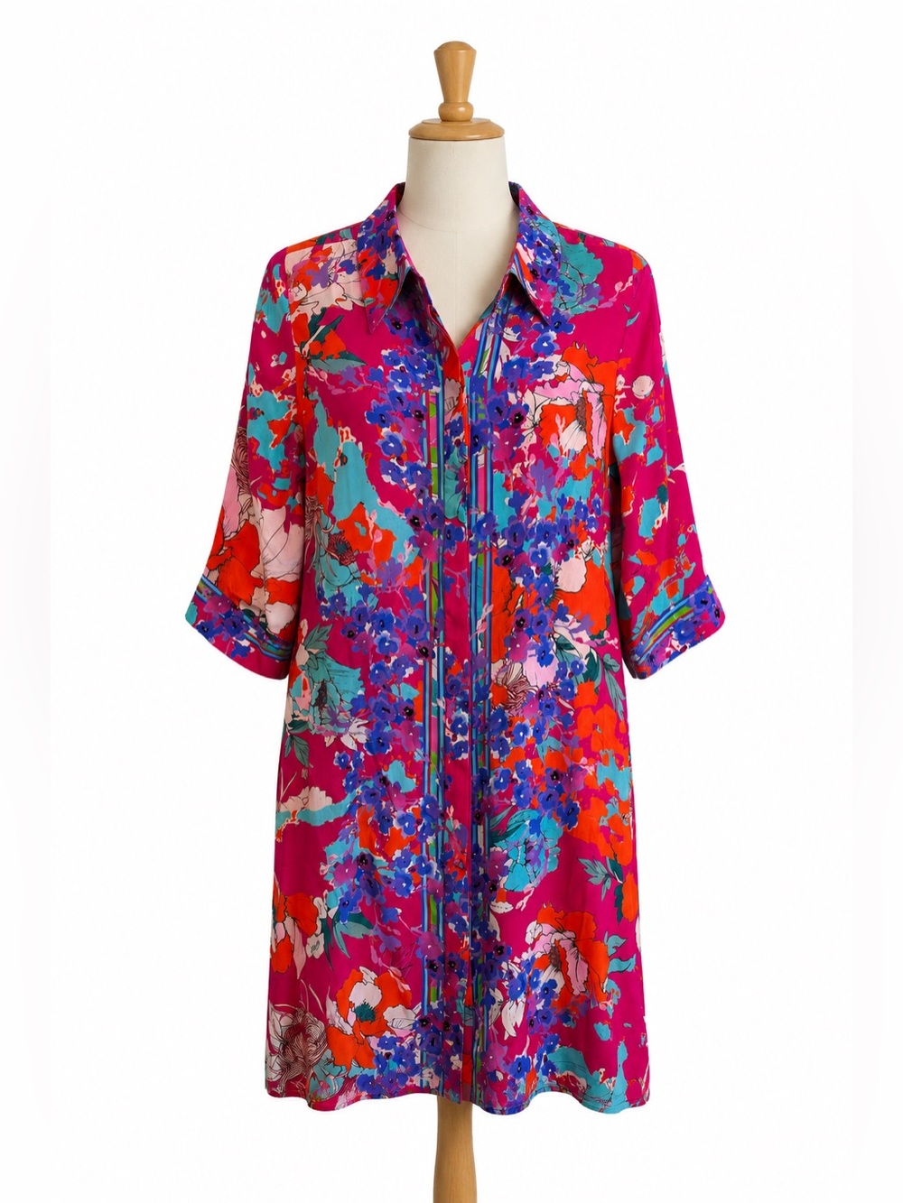 Soft Surroundings XSP NWT Garden Path Shirt Dress Floral Purple Pink